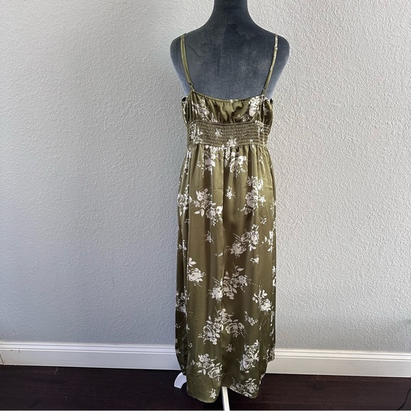 Inspired Hearts Olive Green Floral Maxi Slip Dress XL - Picture 5 of 8
